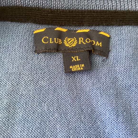 Men’s Club Room Blue, White, Black Argyle V Neck Sweater Size XL - Picture 4 of 6